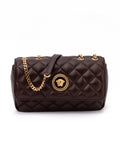 Brown Quilted Leather Shoulder Strap Bag