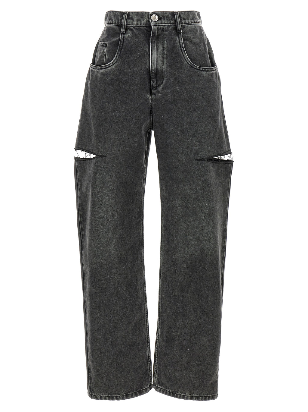 Black Cotton Straight-Leg Jeans
