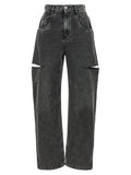 Black Cotton Straight-Leg Jeans
