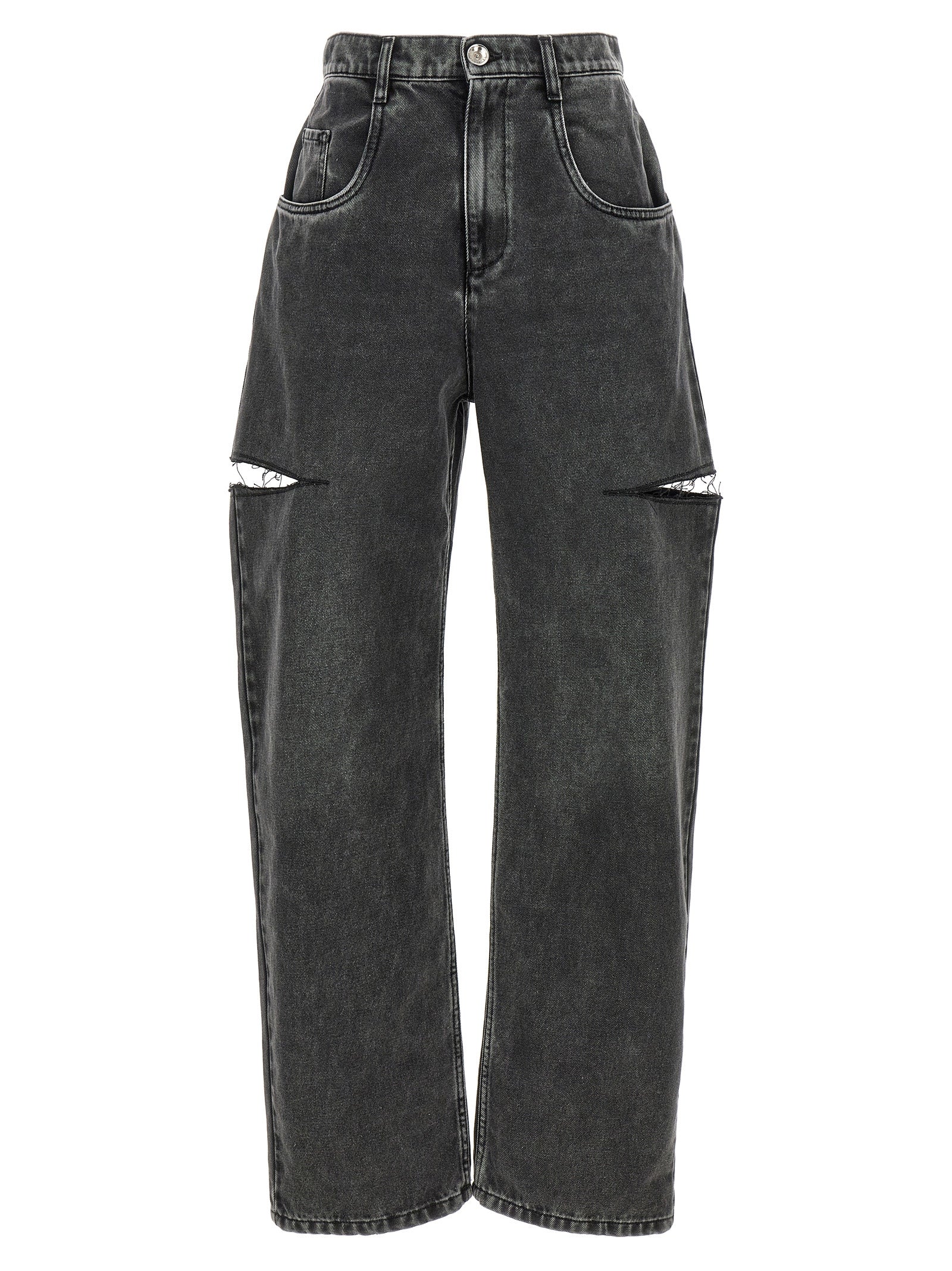 Black Cotton Straight-Leg Jeans