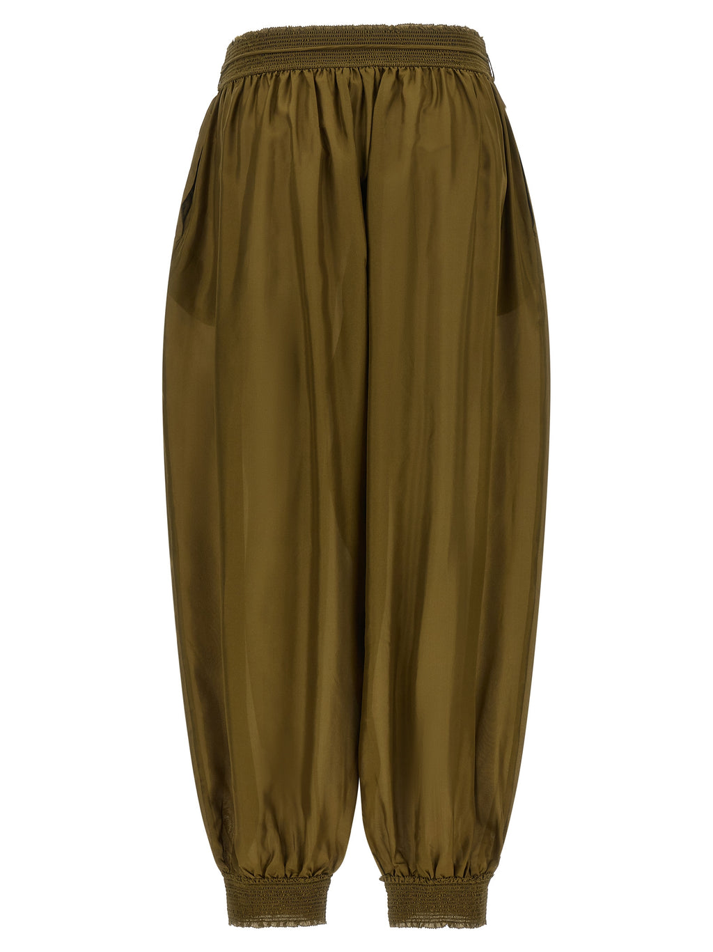 Bicolor Silk Casual Pants