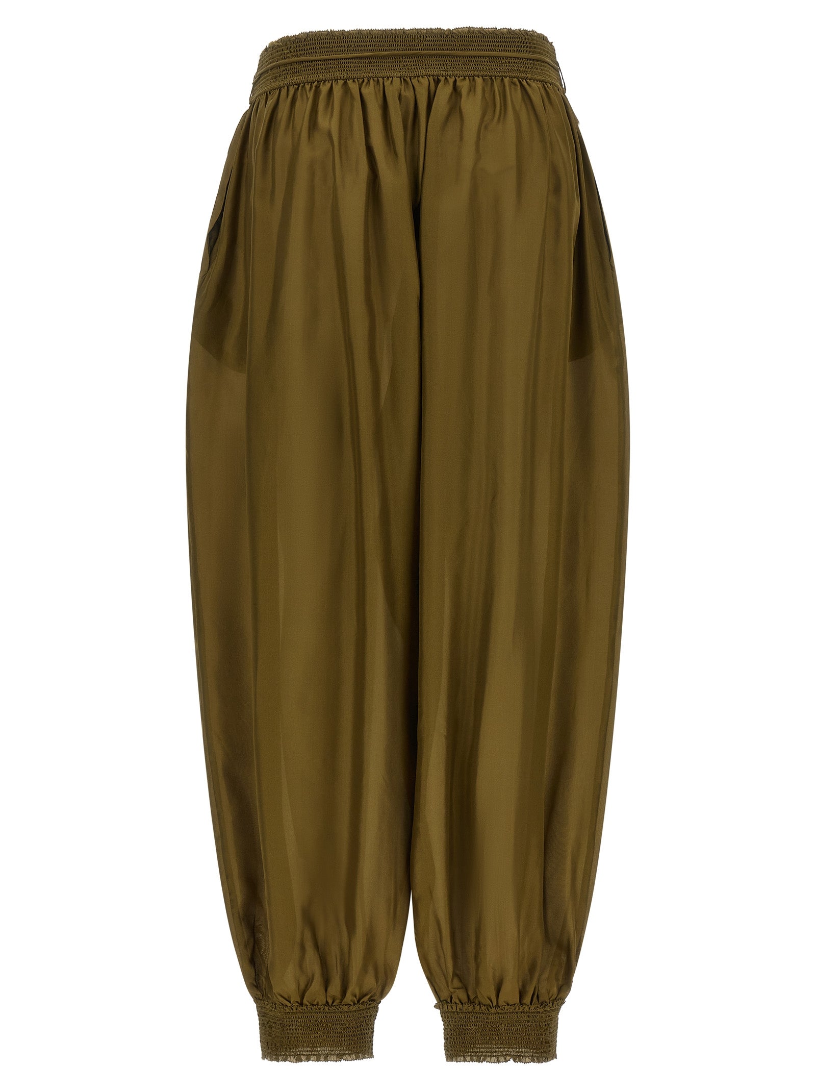 Bicolor Silk Casual Pants