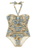 Blue Polyamide One-Piece Swimsuit