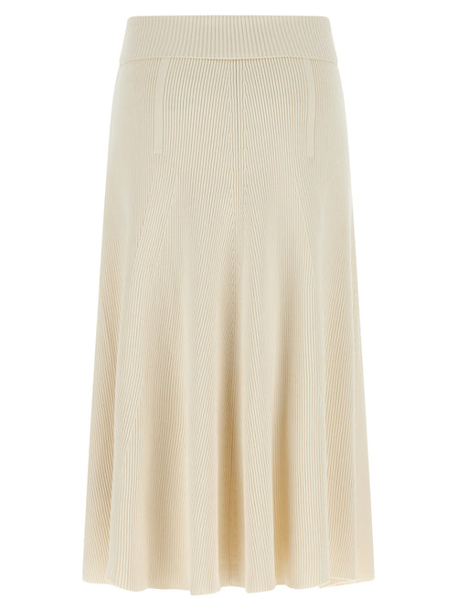 Beige Viscose Midi Skirt