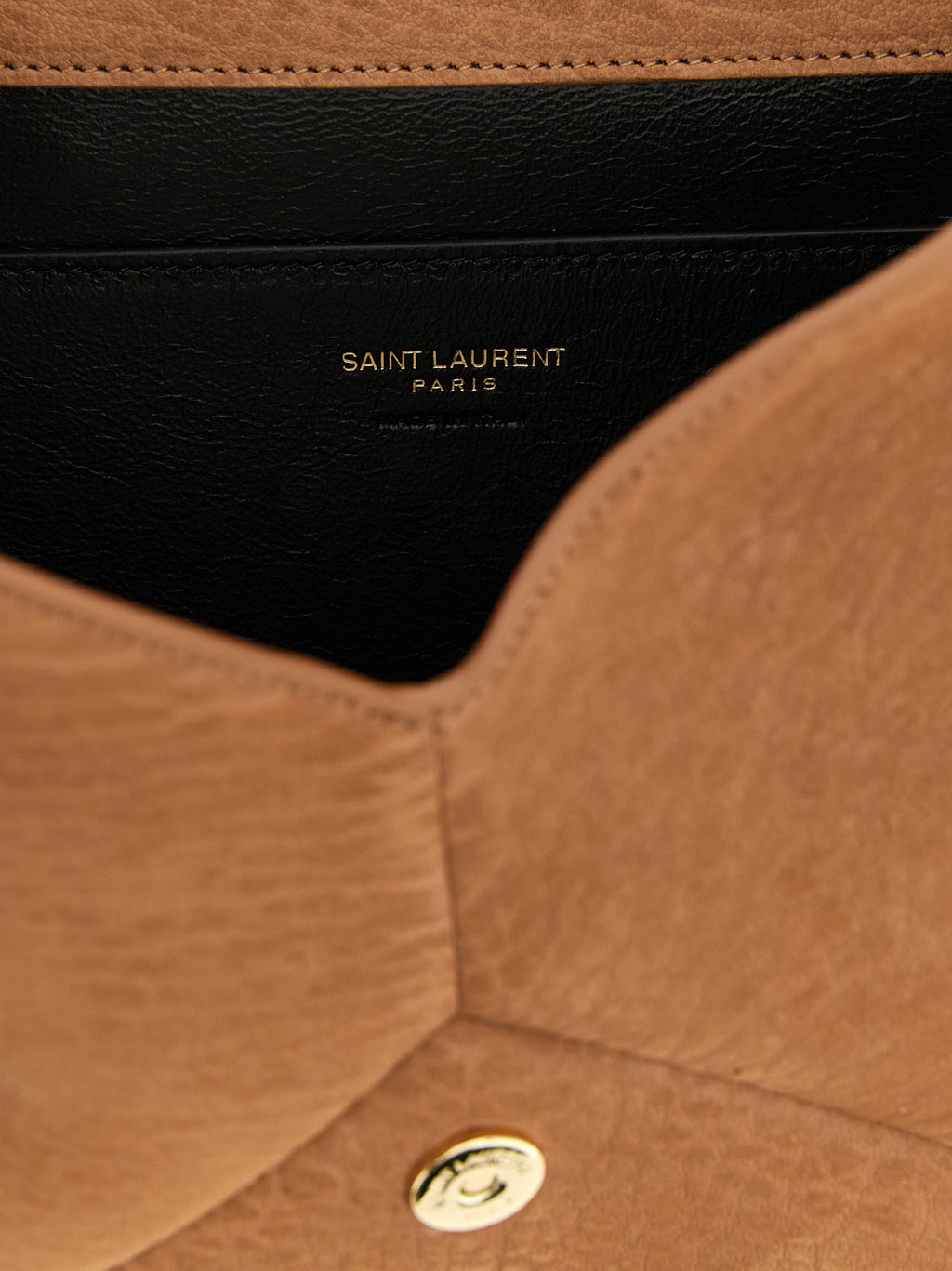 Beige Lamb Leather Clutch Bag