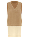 Beige Virgin Wool Sleeveless Jacket