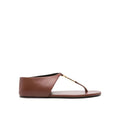 Brown Lamb Leather Flip-Flop Sandals