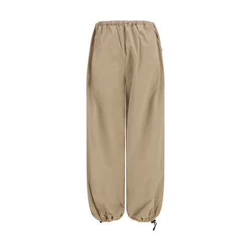 Beige Cotton Athletic Pants