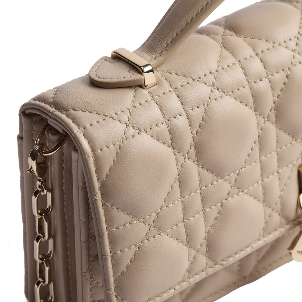 Beige Leather Clutch Bag