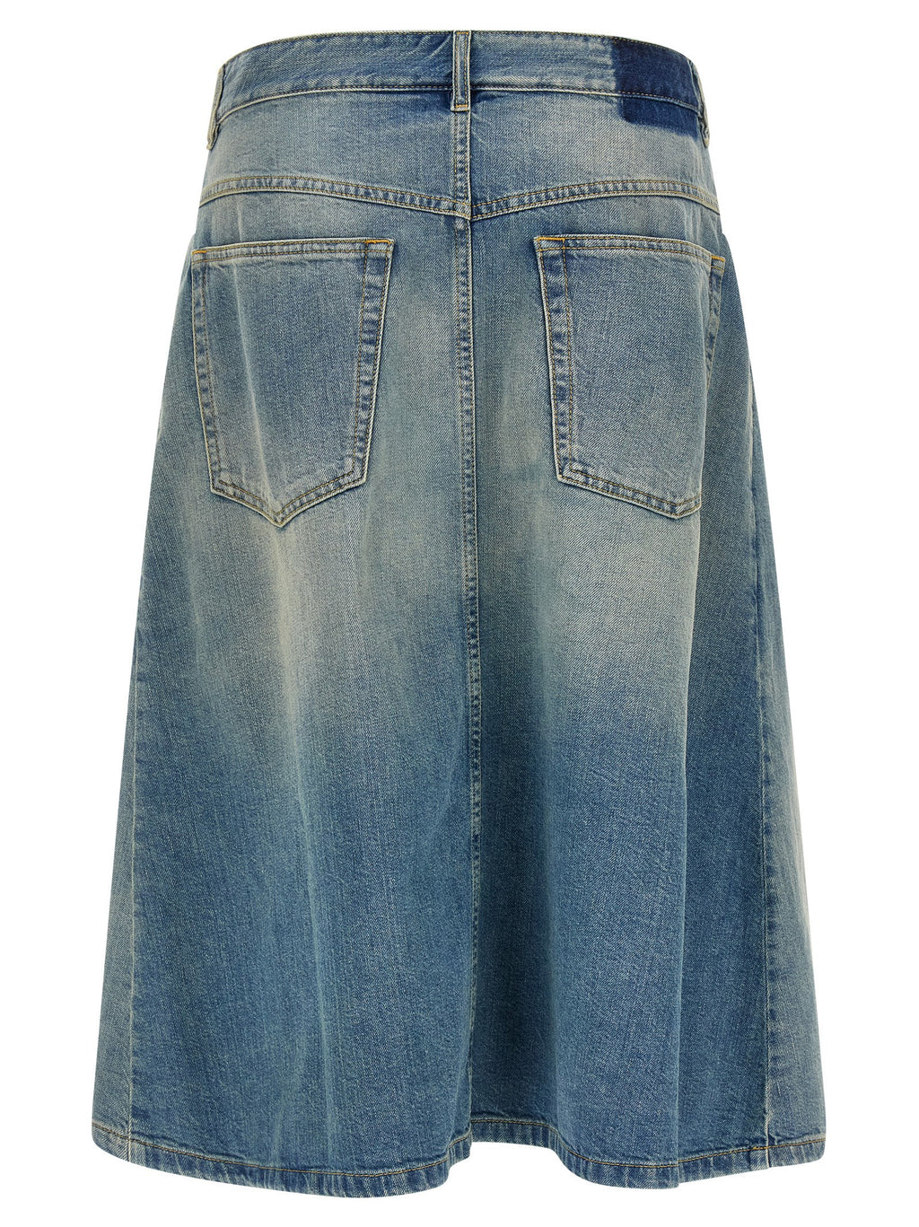 Blue Cotton Midi Skirt