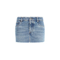 Blue Cotton Mini Skirt