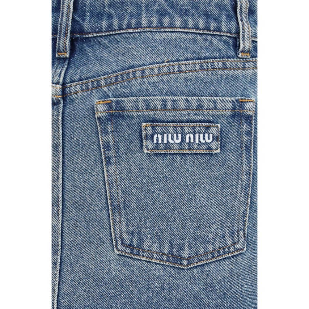 Blue Cotton Mini Skirt