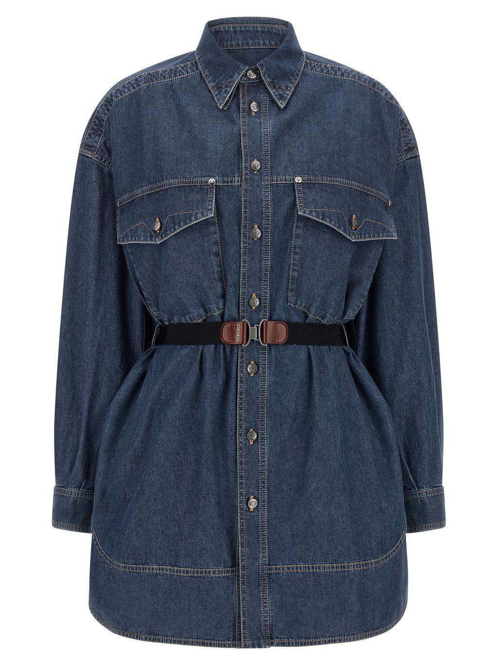 Blue Cotton Short Dress