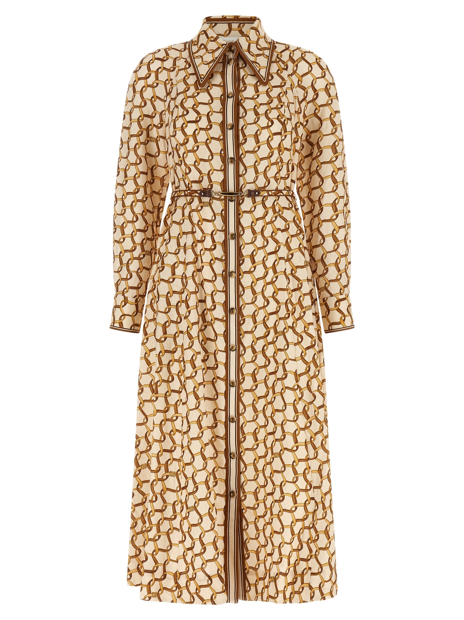 Beige Linen Midi Dress
