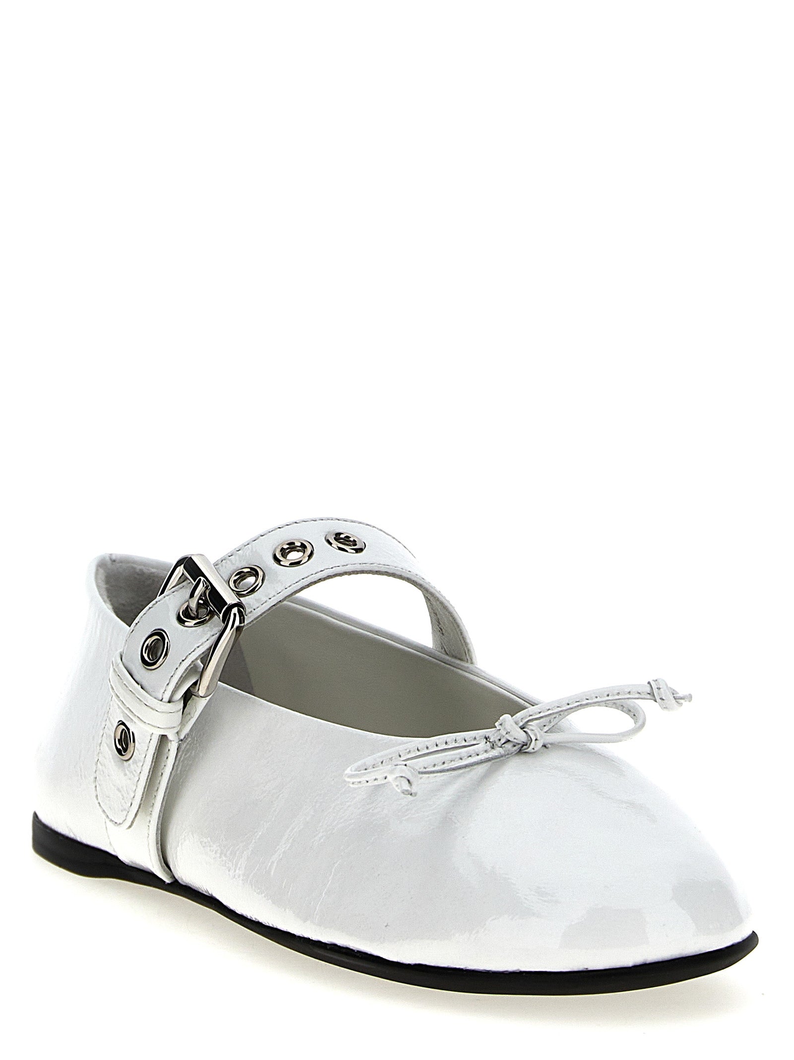 White Calfskin Ballet Flats