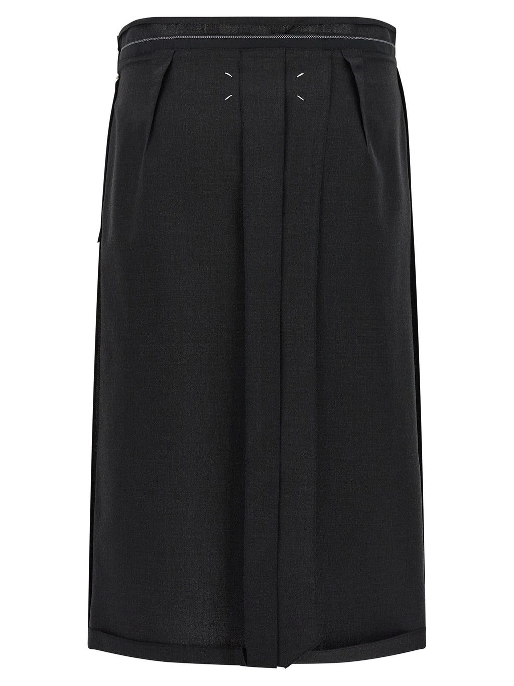Black Virgin Wool Midi Skirt