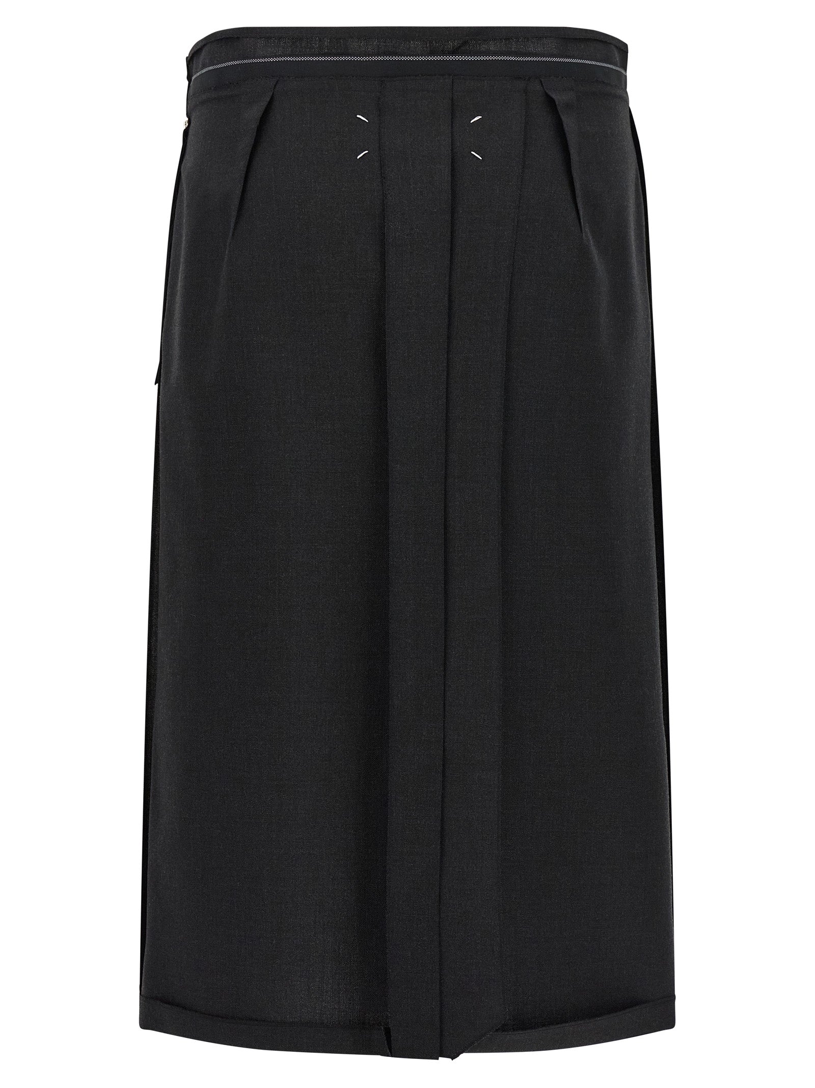 Black Virgin Wool Midi Skirt