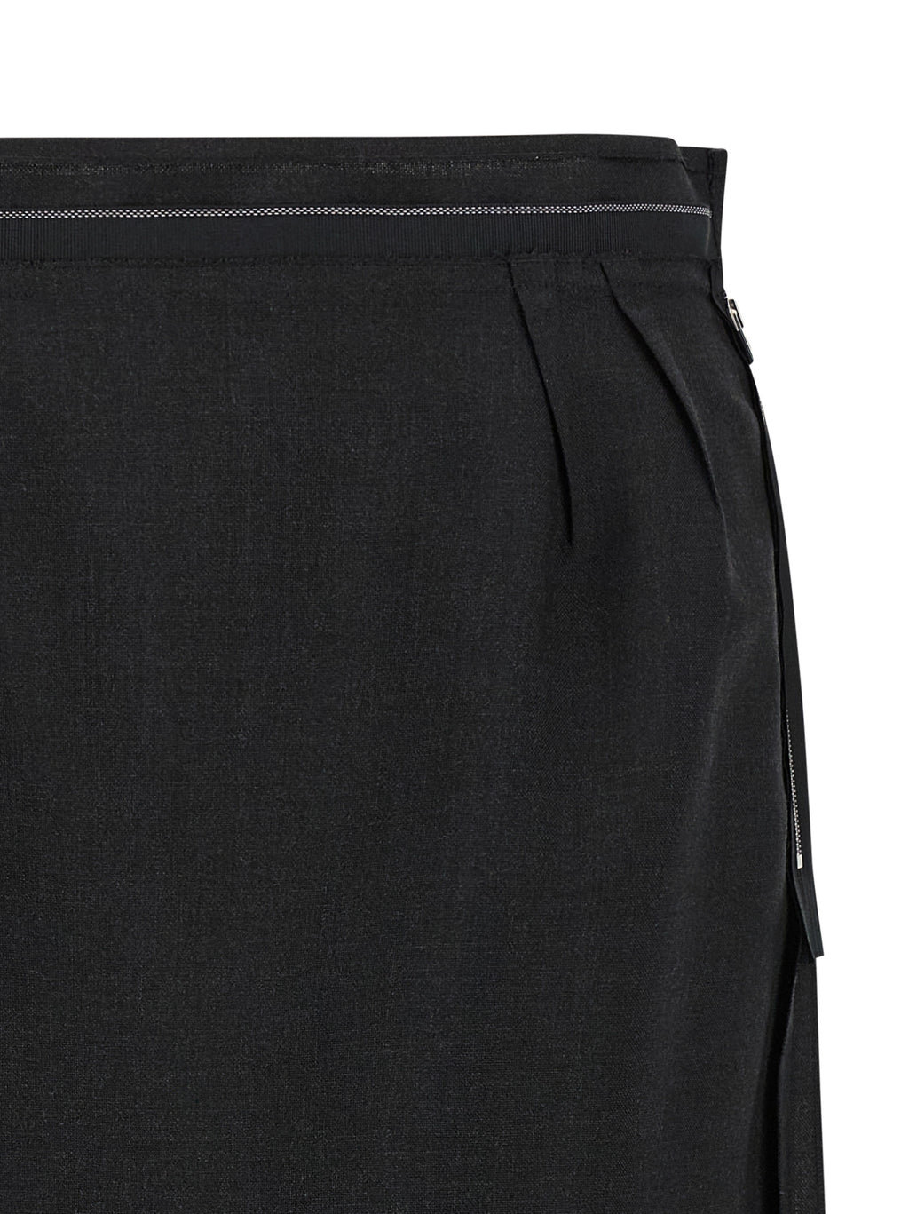 Black Virgin Wool Midi Skirt