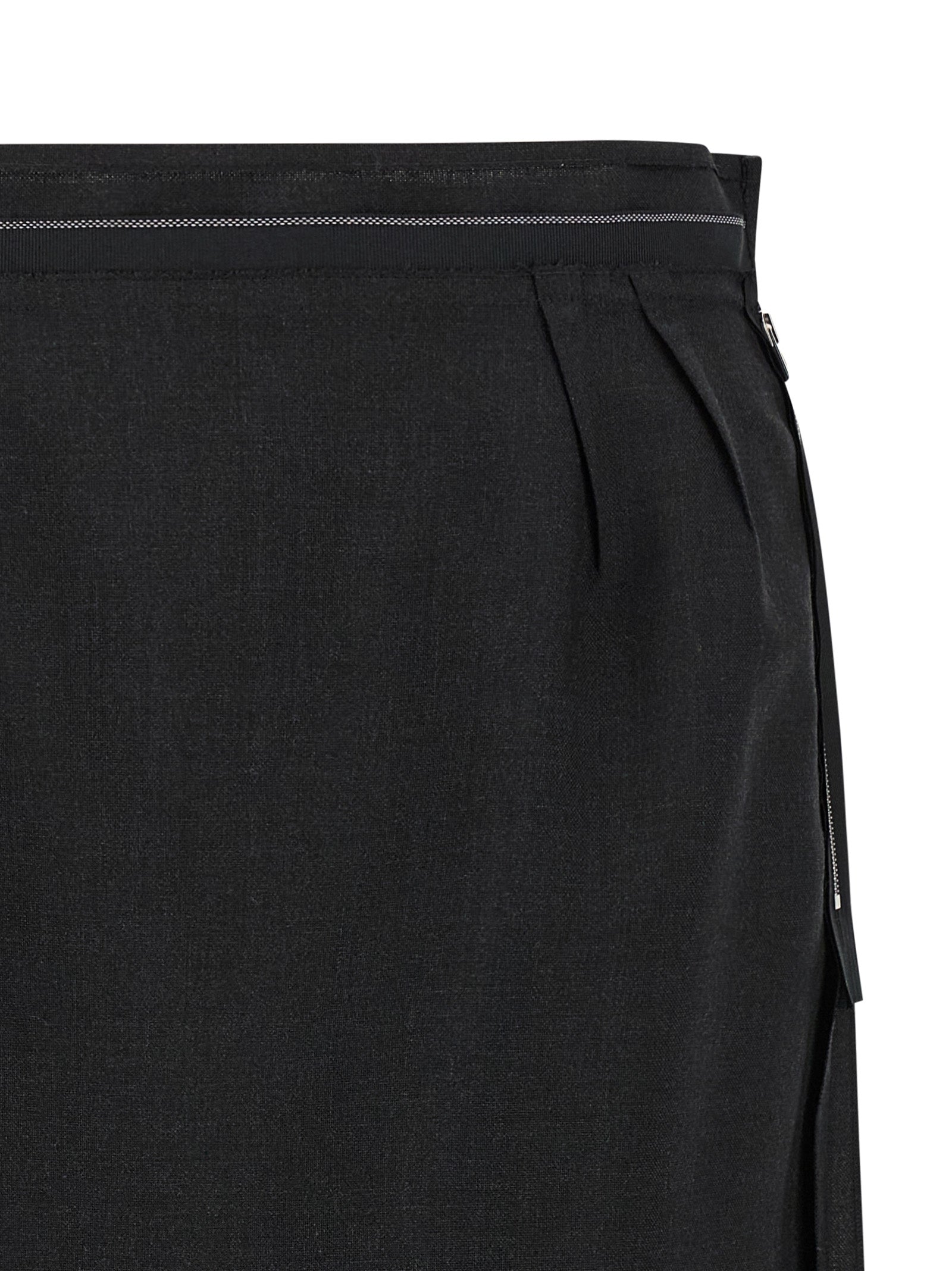 Black Virgin Wool Midi Skirt