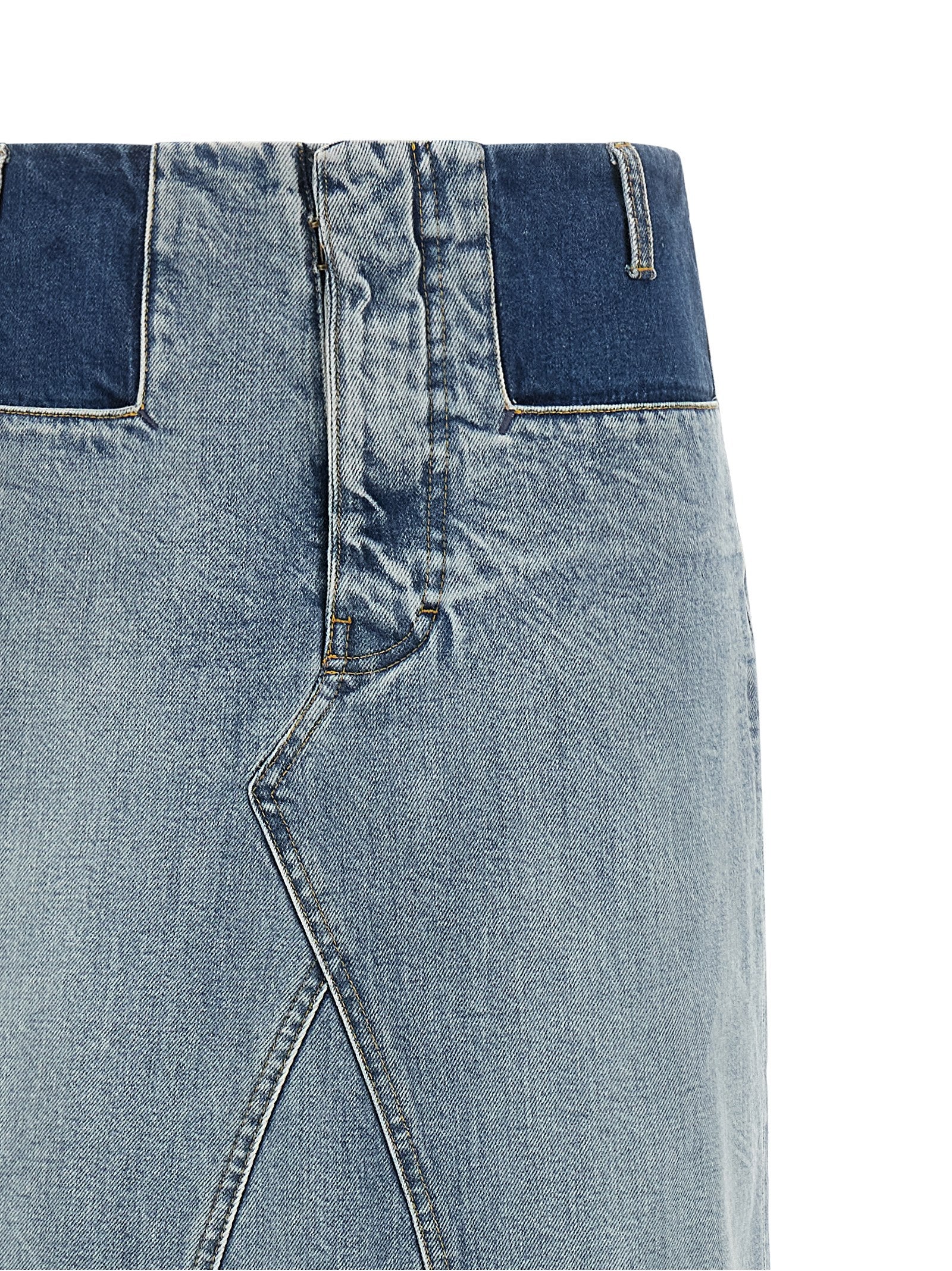 Blue Cotton Mini Skirt