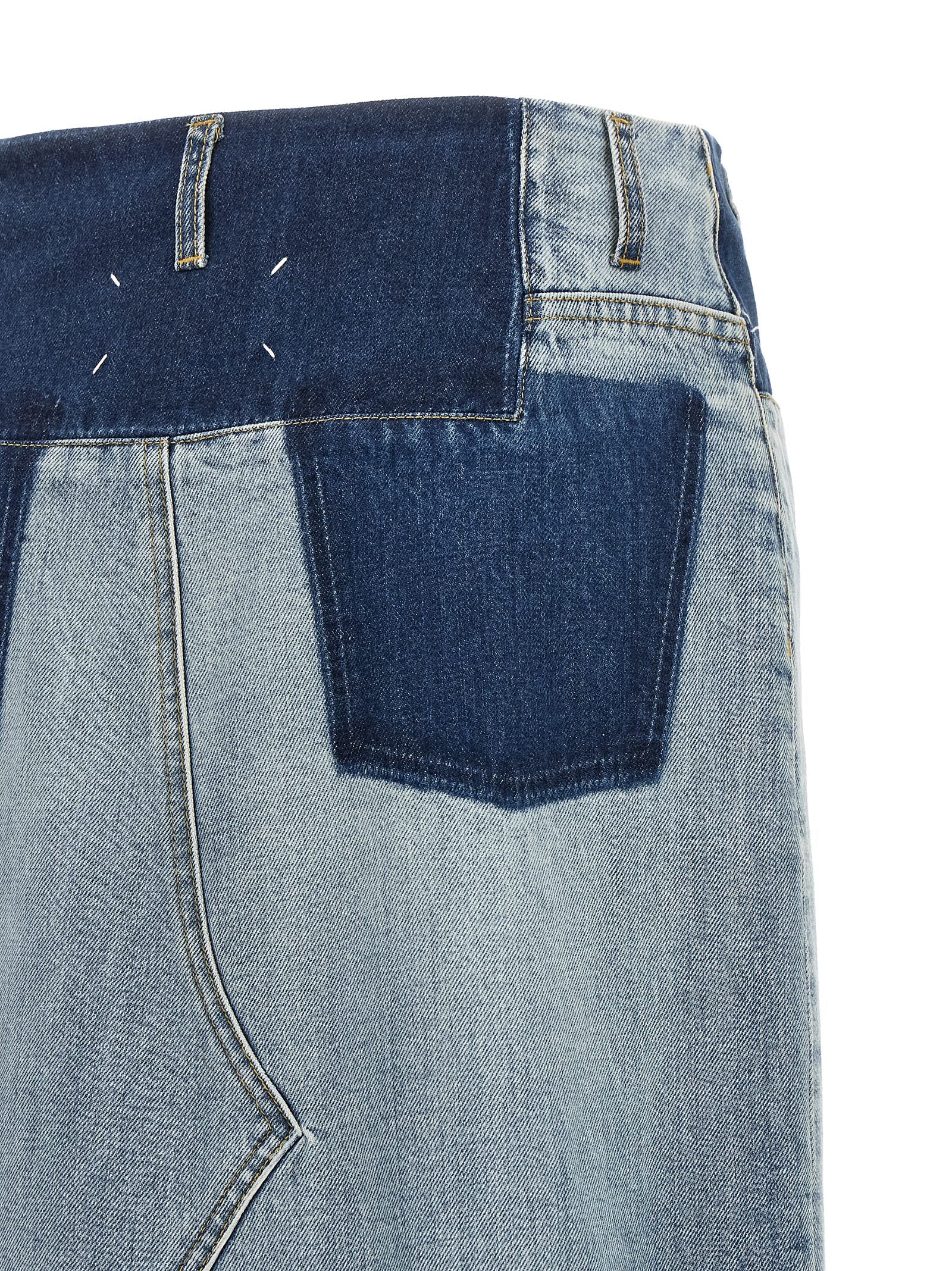 Blue Cotton Mini Skirt