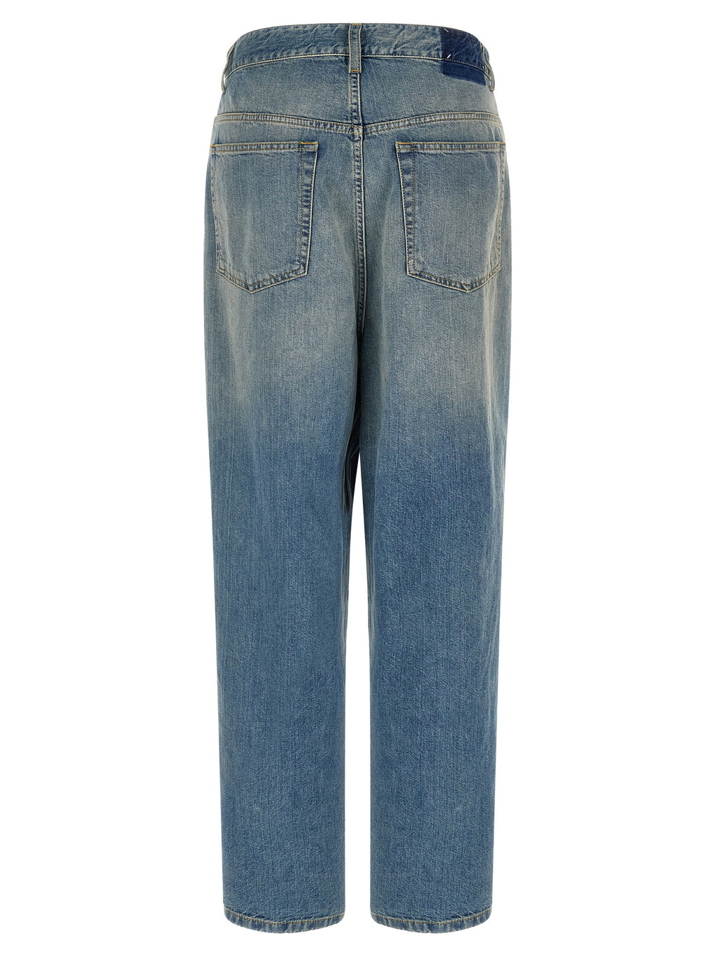 Blue Cotton Straight-Leg Jeans