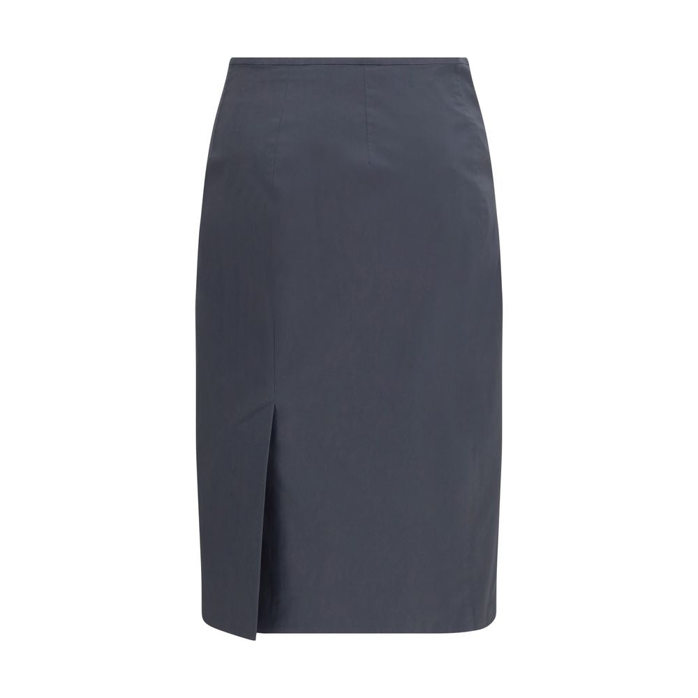 Gray Cotton Midi Skirt
