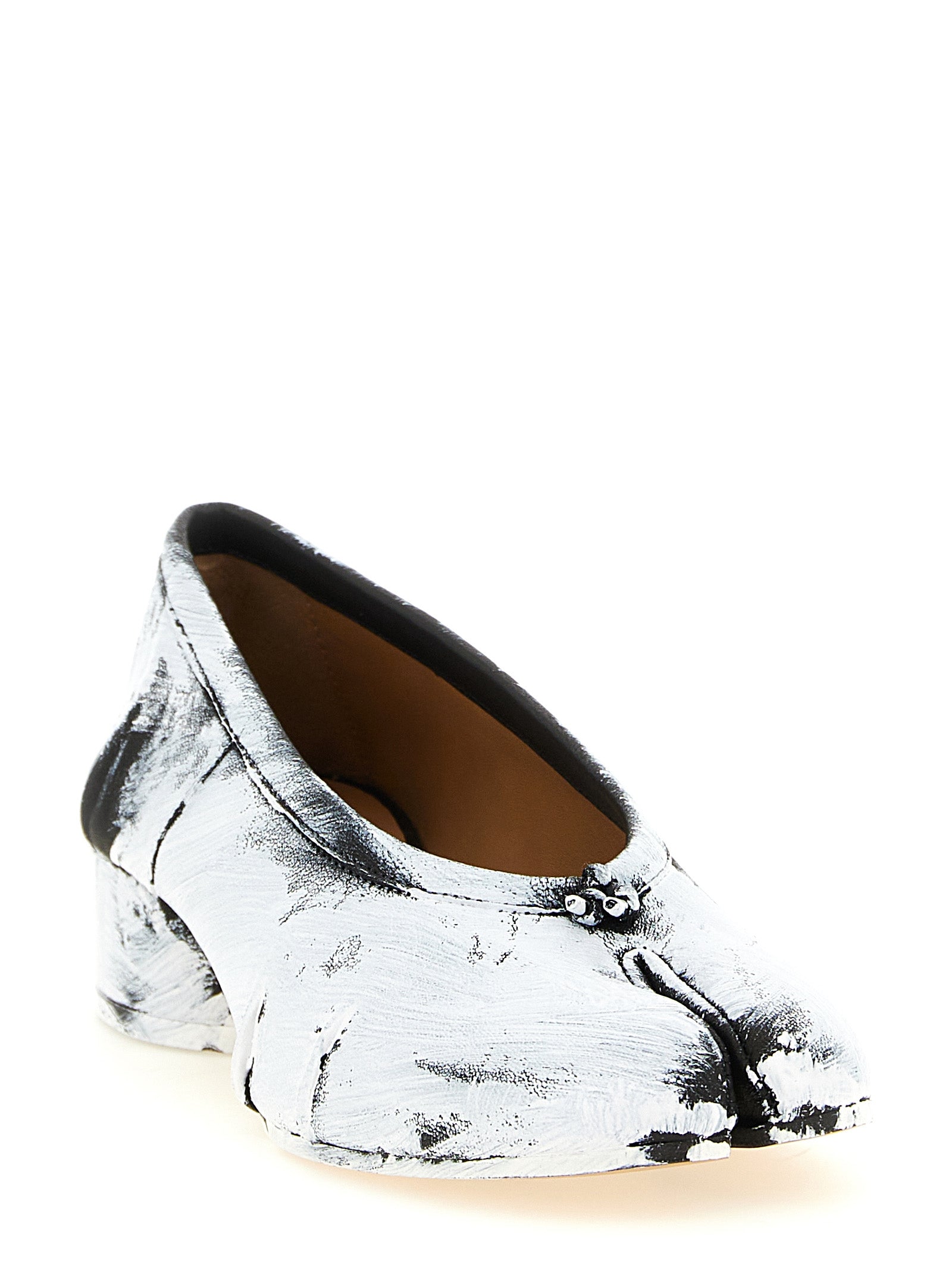 Bicolor Lambskin Mid Heel Pumps