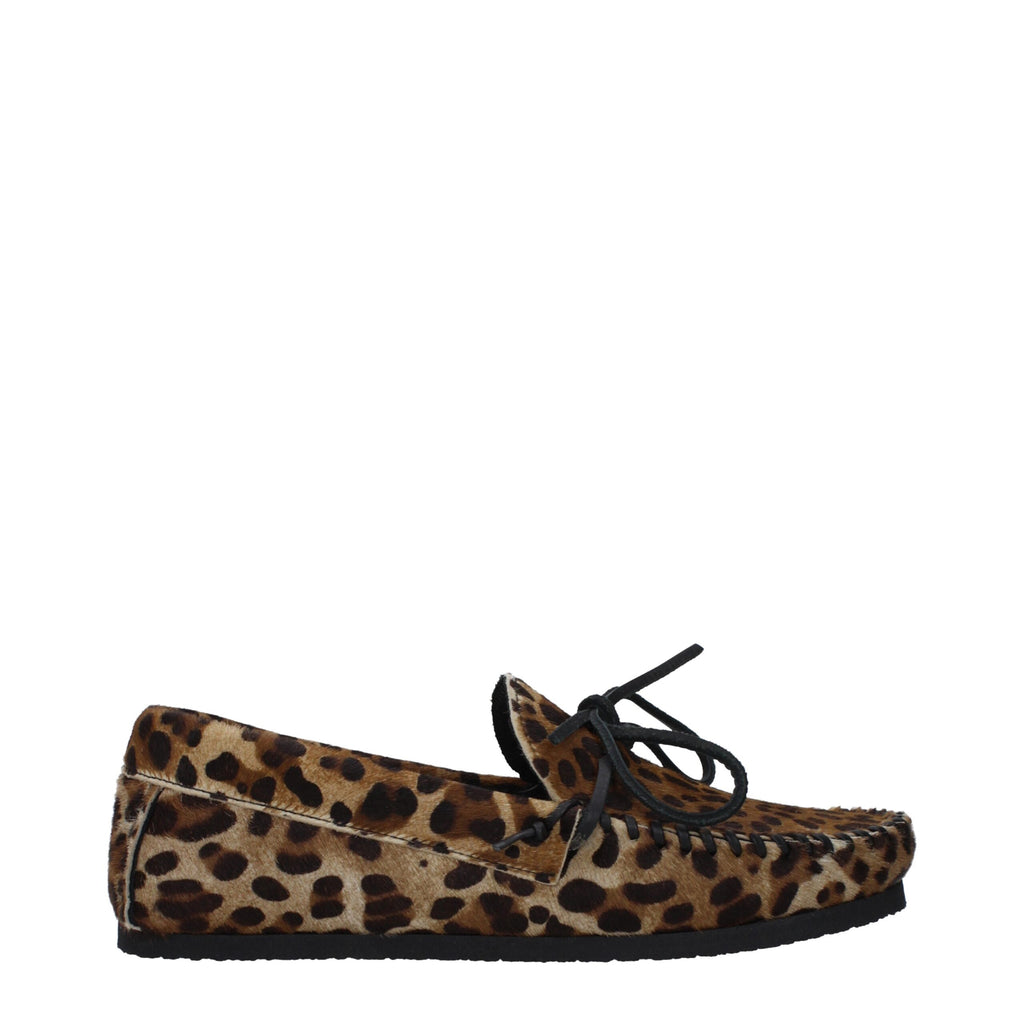 Brown Horsehair Slip-On Loafers