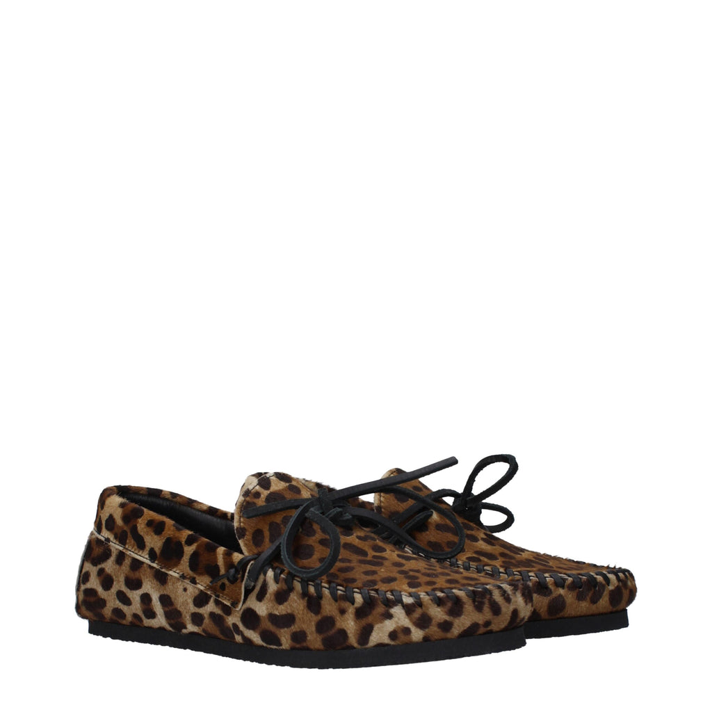 Brown Horsehair Slip-On Loafers