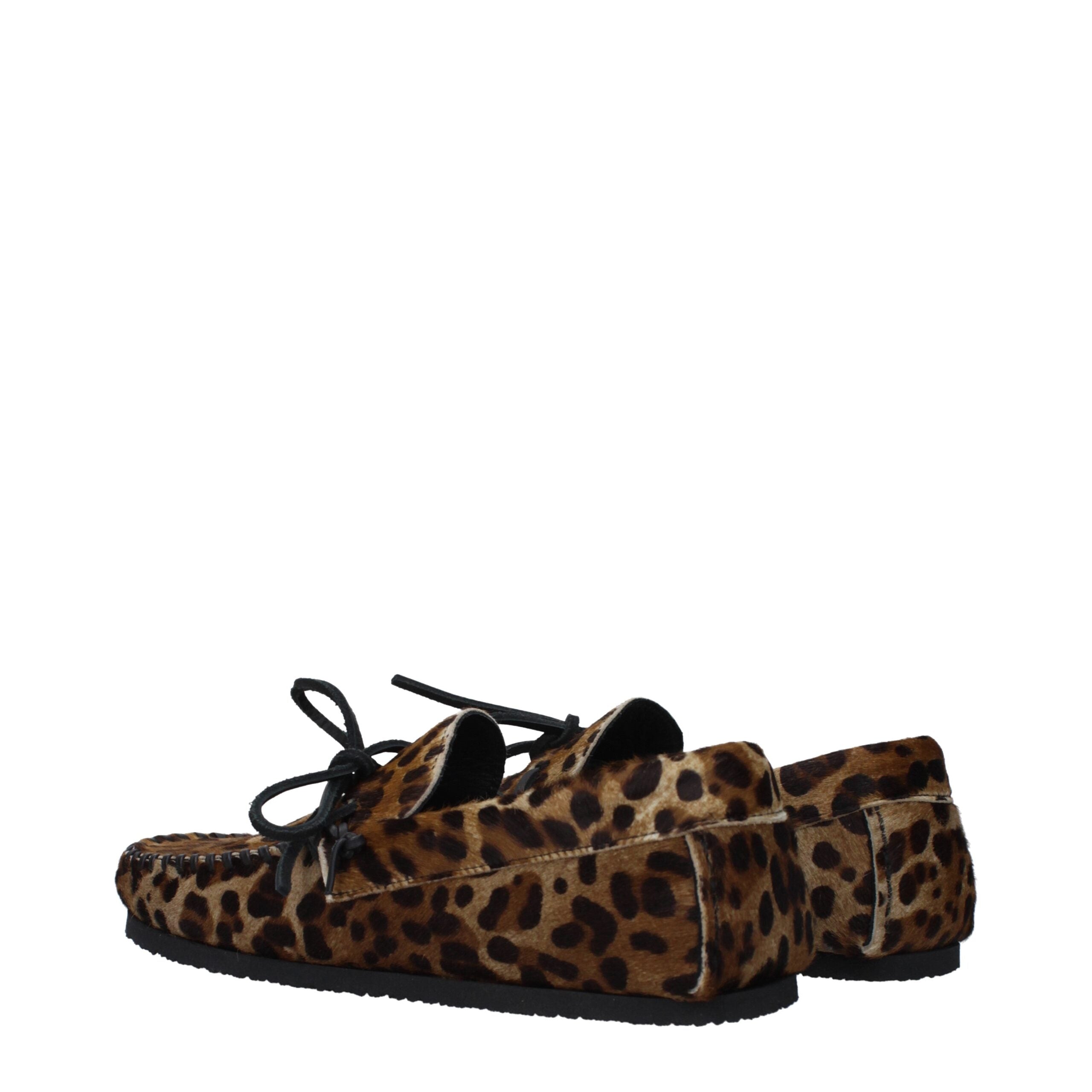 Brown Horsehair Slip-On Loafers