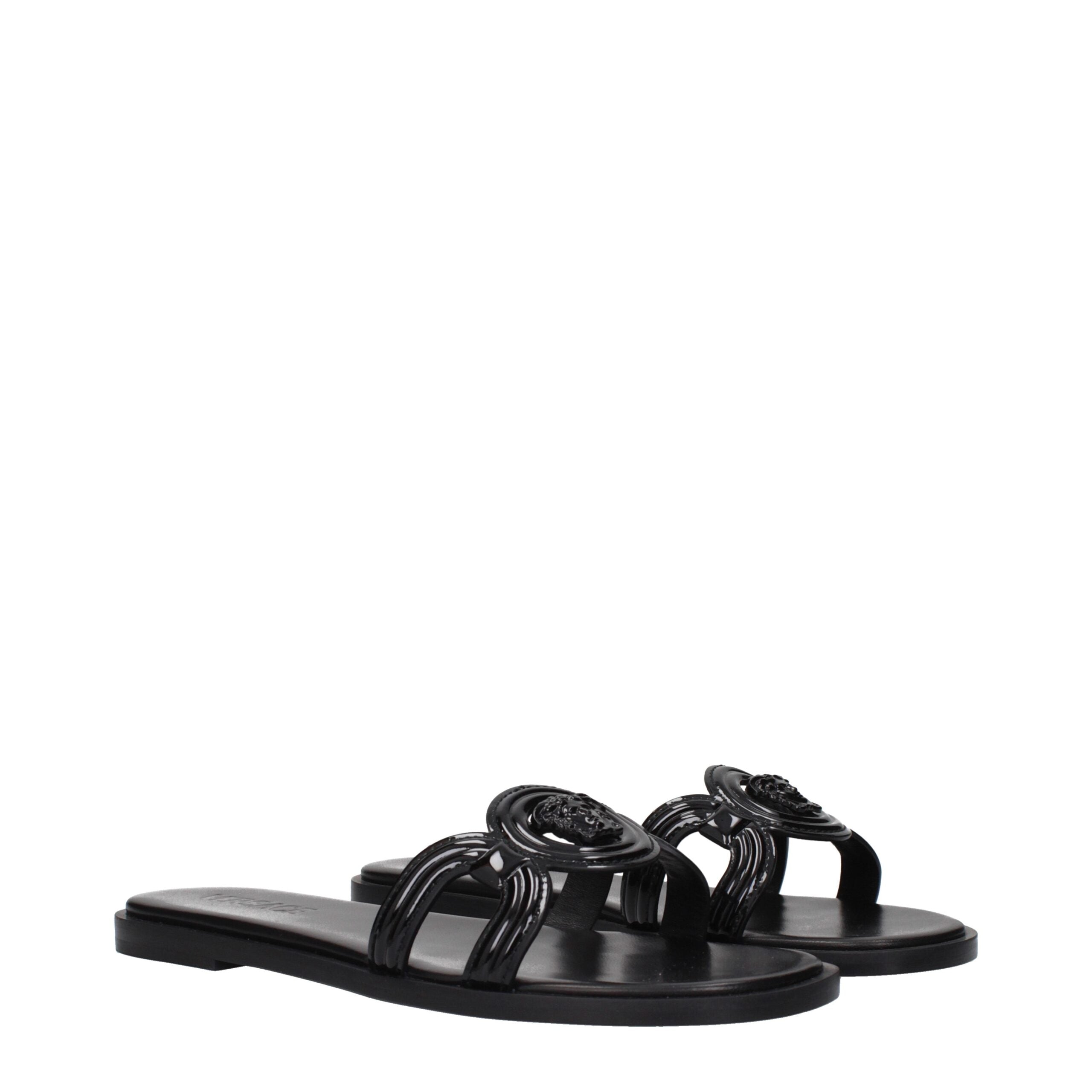 Black Leather Slippers