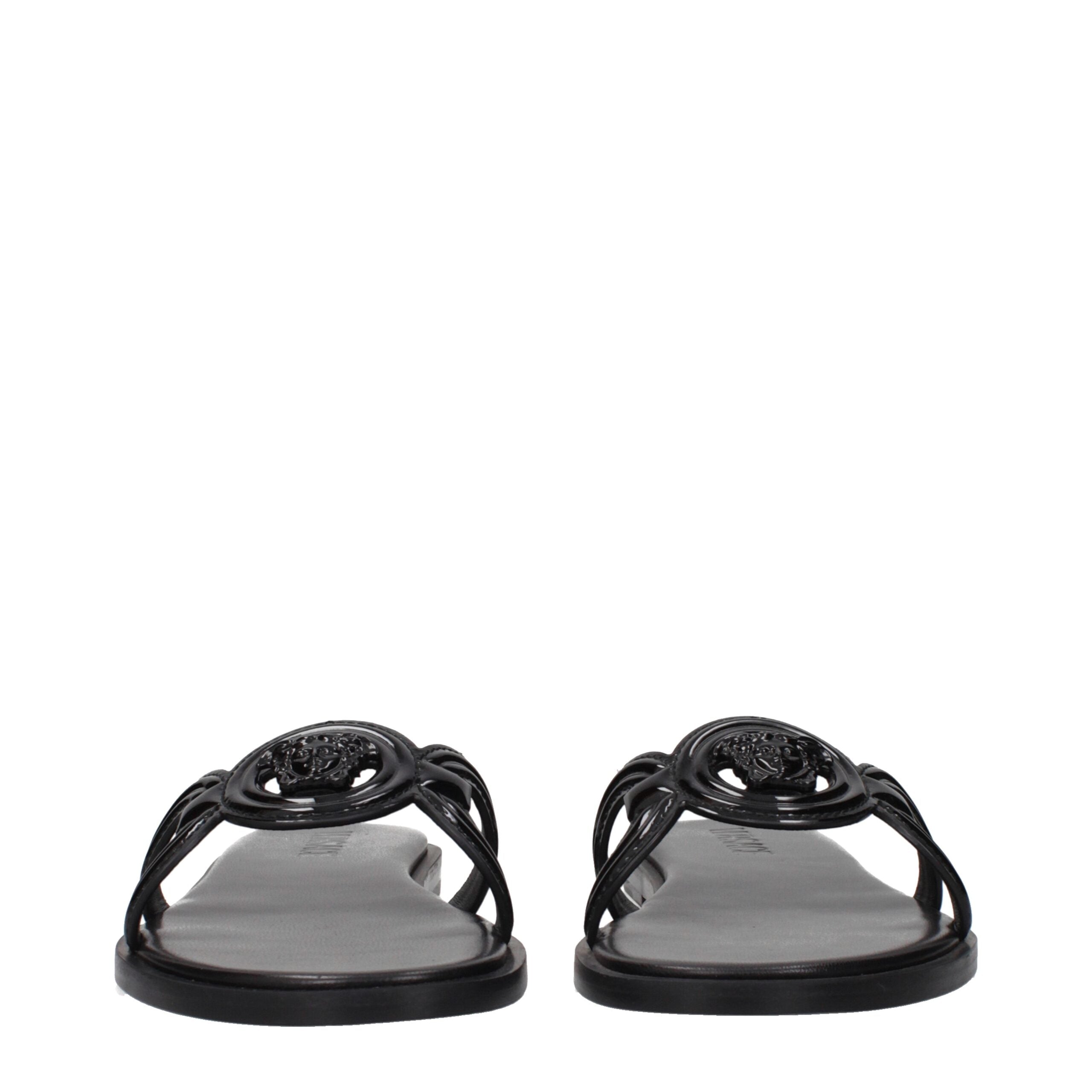 Black Leather Slippers